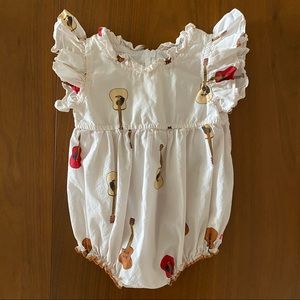 Pink chicken bubble romper guitars 3-6 months
